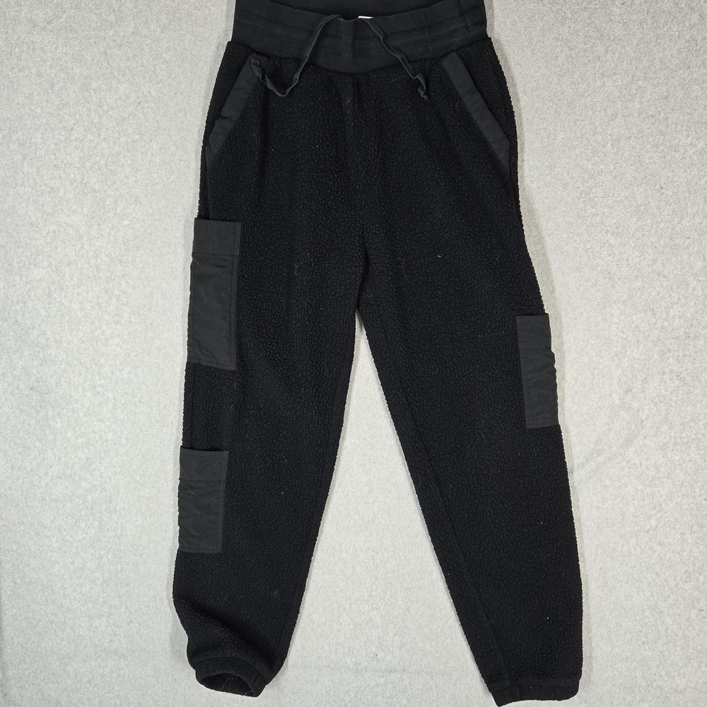 Alo Yoga Women Activewear Pants XS Black  Micro Sherpa Solstice Jogger Cargo